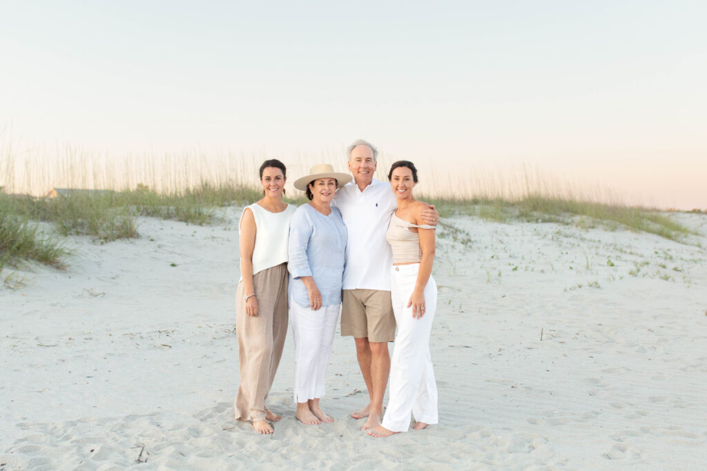 Parents and their adult children on the beach