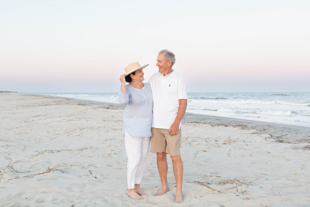 Grandparents portrait taken on the beach during an extended family photo session